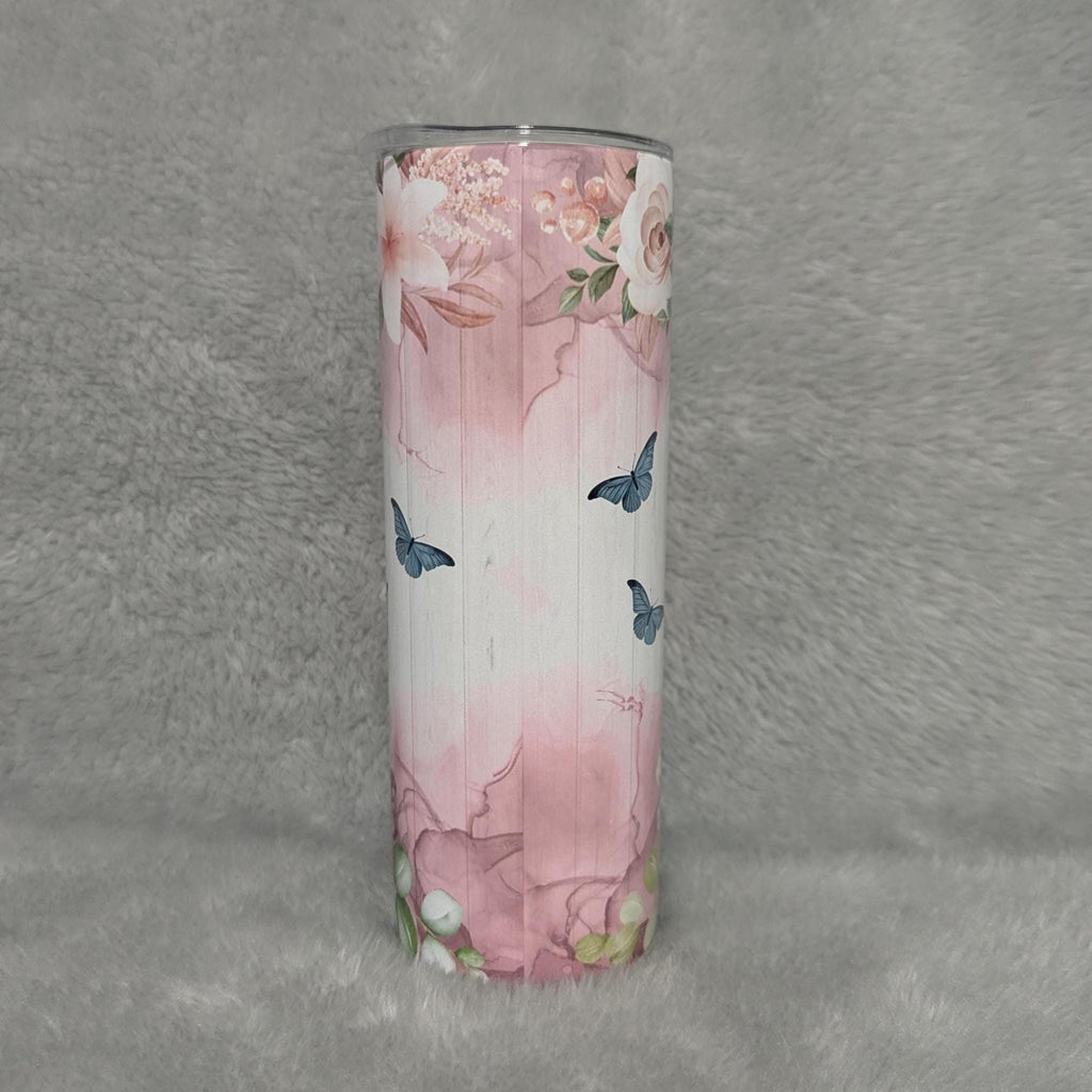 Floral Highland Cow Tumbler 20oz With Reusable Straw, Can Be Personalized