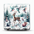 Slate Deer Picture With A buck and Other Wildlife Includes Display Legs