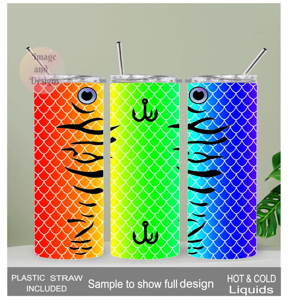 Fishing Lure Tumbler 20oz With Reusable Straw, Can Be Personalized