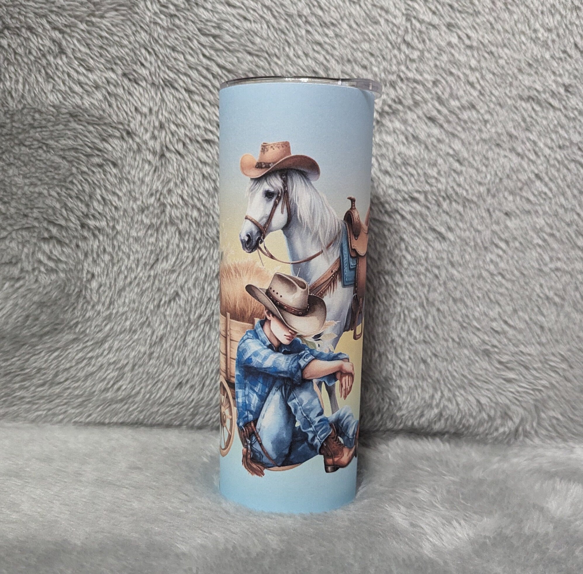 Cowboy Tumbler 20oz With Reusable Straw, Can Be Personalized