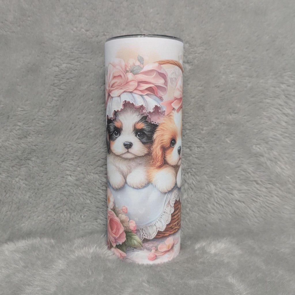 Puppy Tumbler 20oz With Reusable Straw, Can Be Personalized