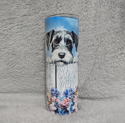 Adorable Schnauzer Tumbler 20oz With Reusable Straw, Can Be Personalized