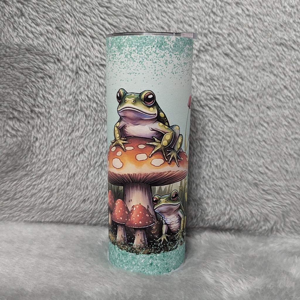 Cute Frog Tumbler With A Glitter Design 20oz With Reusable Straw, Can Be Personalized