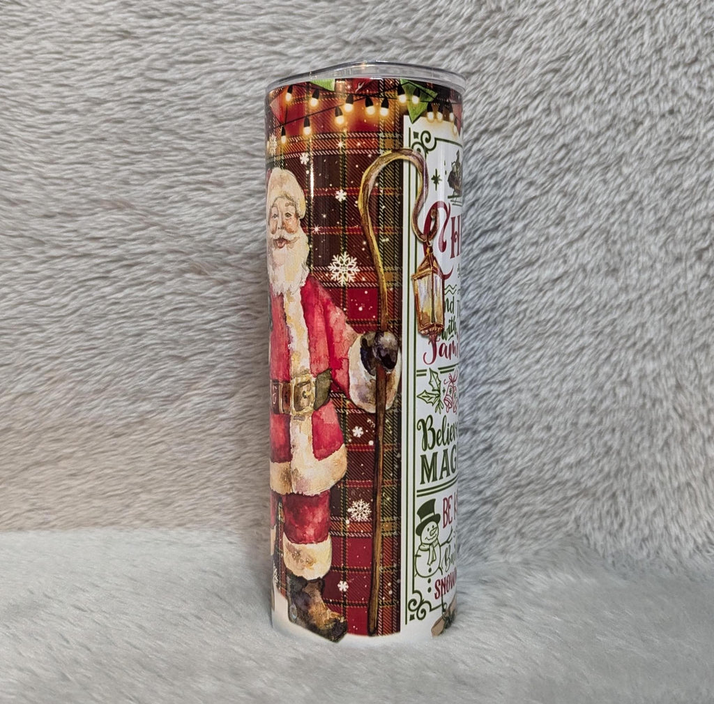 Santa Christmas Rules Tumbler 20oz With Reusable Straw