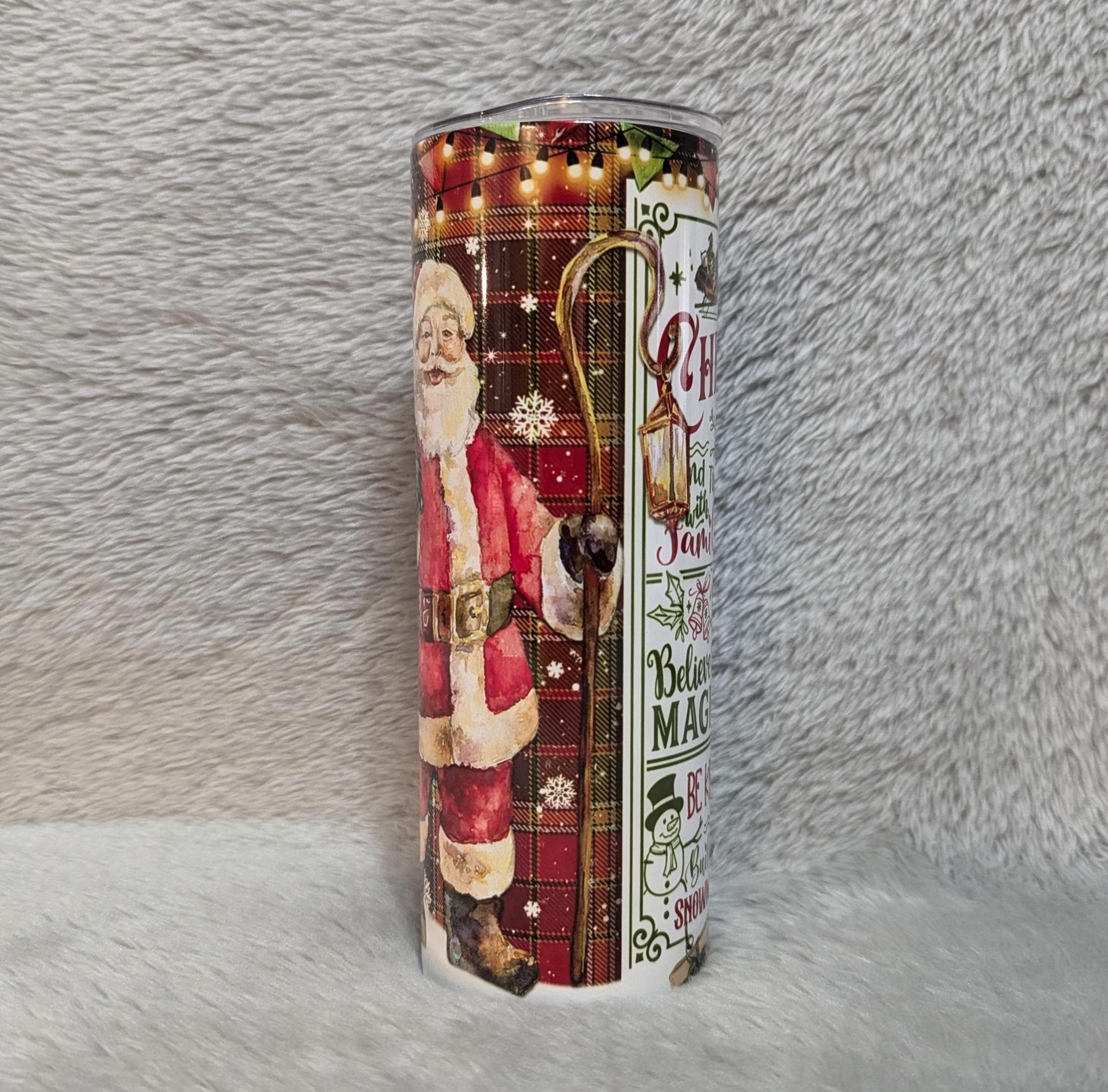 Santa Christmas Rules Tumbler 20oz With Reusable Straw