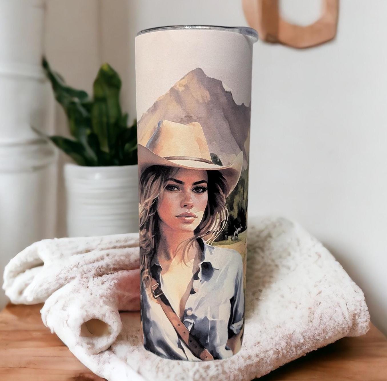 Cowgirl Tumbler 20oz With Reusable Straw, Can Be Personalized