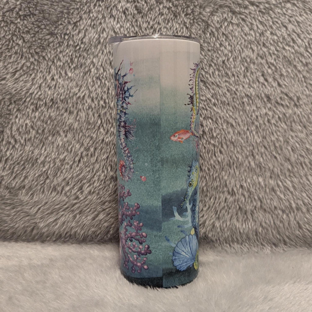 Seahorse Tumbler 20oz With Reusable Straw, Can Be Personalized