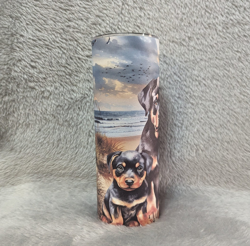 Rottweiler Tumbler 20oz With Reusable Straw, Can Be Personalized