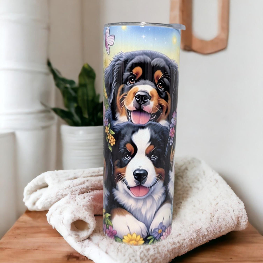 St Bernard Dog Tumbler 20oz With Reusable Straw, Can Be Personalized