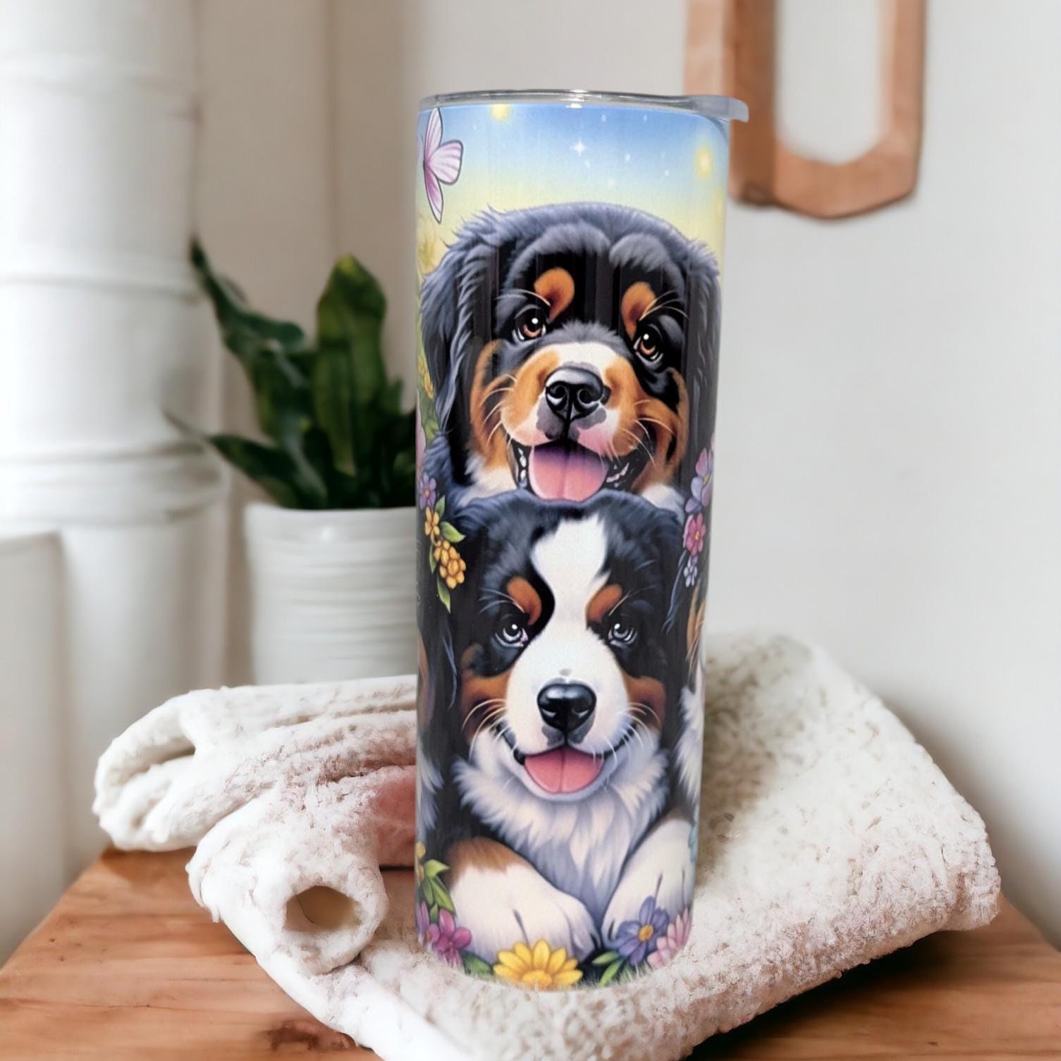 St Bernard Dog Tumbler 20oz With Reusable Straw, Can Be Personalized