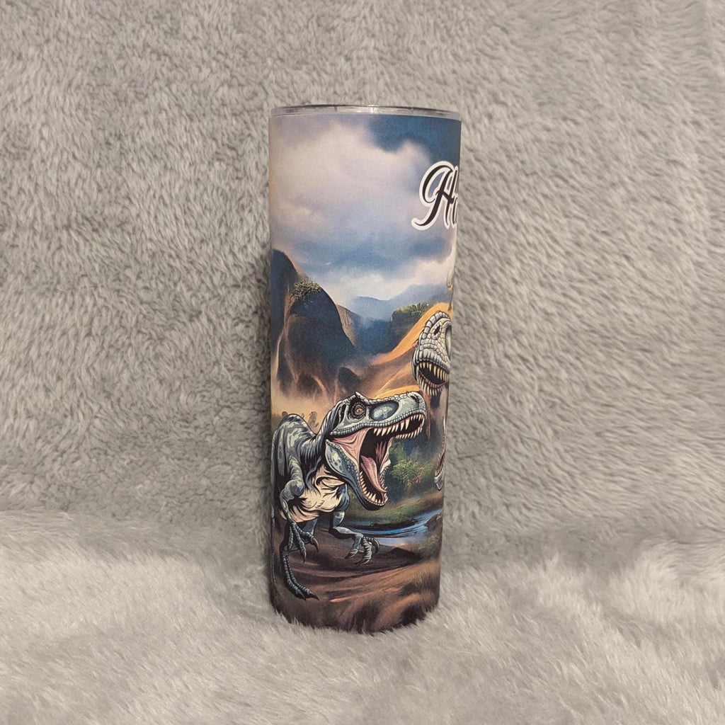 T Rex Dinosaur Tumbler 20oz With Reusable Straw, Can Be Personalized
