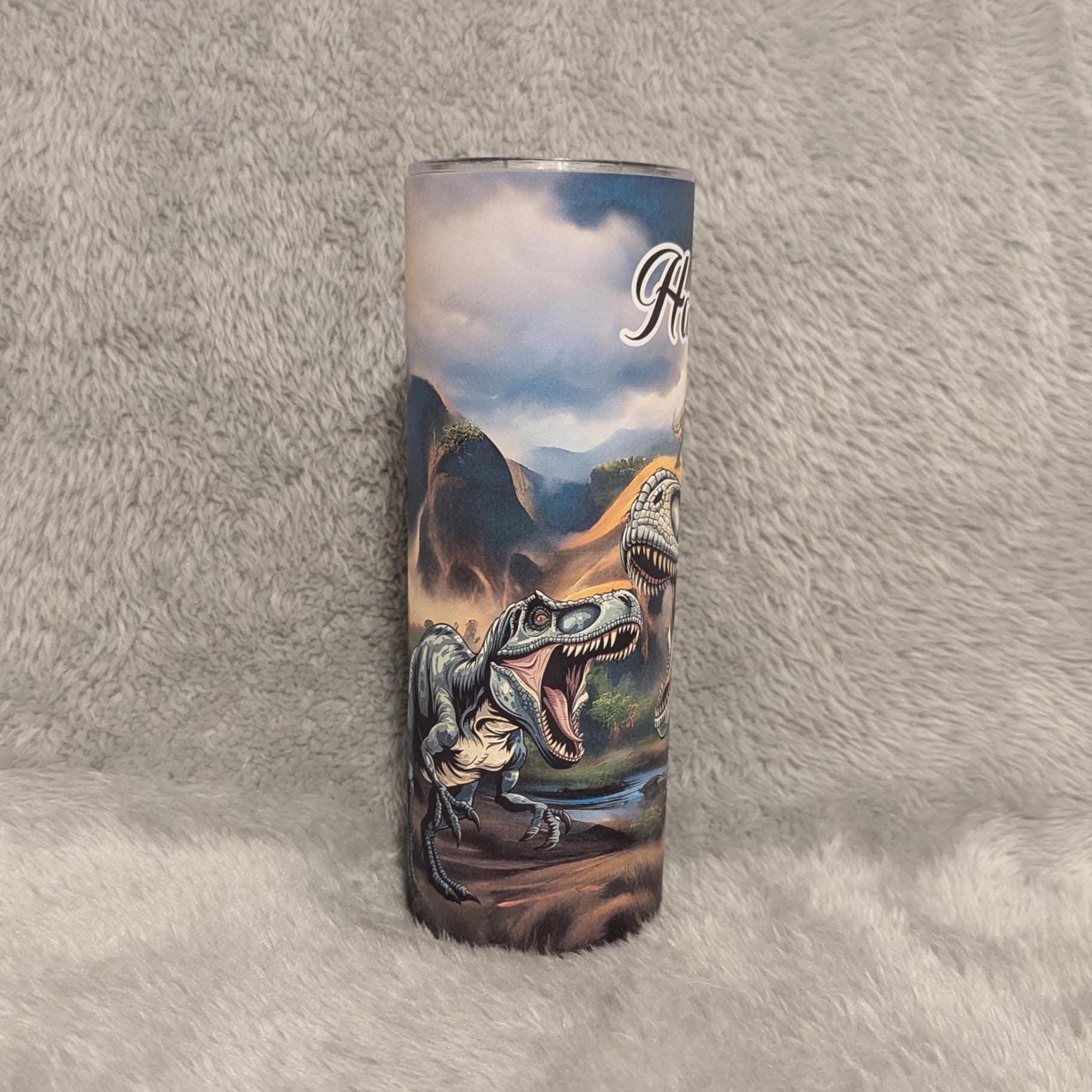 T Rex Dinosaur Tumbler 20oz With Reusable Straw, Can Be Personalized