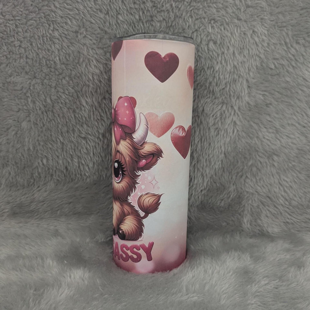 Stay Sassy Highland Cow Tumbler 20oz With Reusable Straw, Can Be Personalized