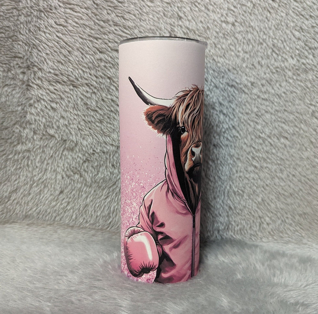 I Am A Survivor Highland Cow Tumbler 20oz With Reusable Straw, Can Be Personalized