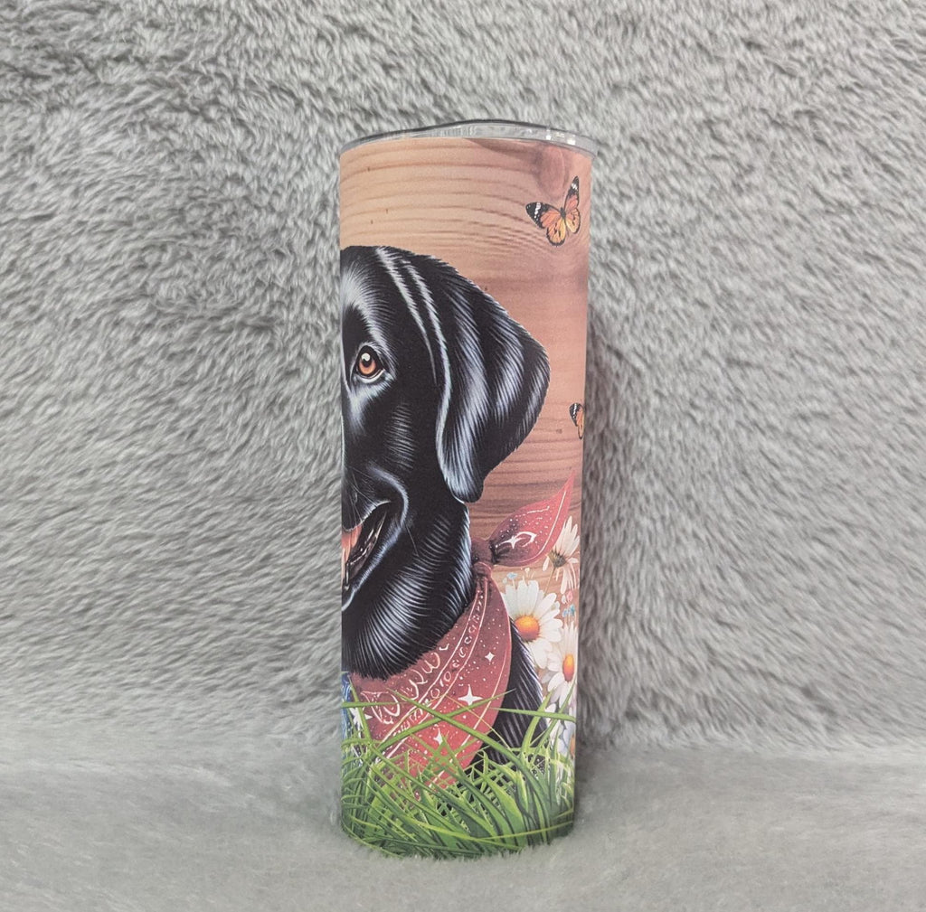Black Labrador Dog Tumbler 20oz With Reusable Straw, Can Be Personalized