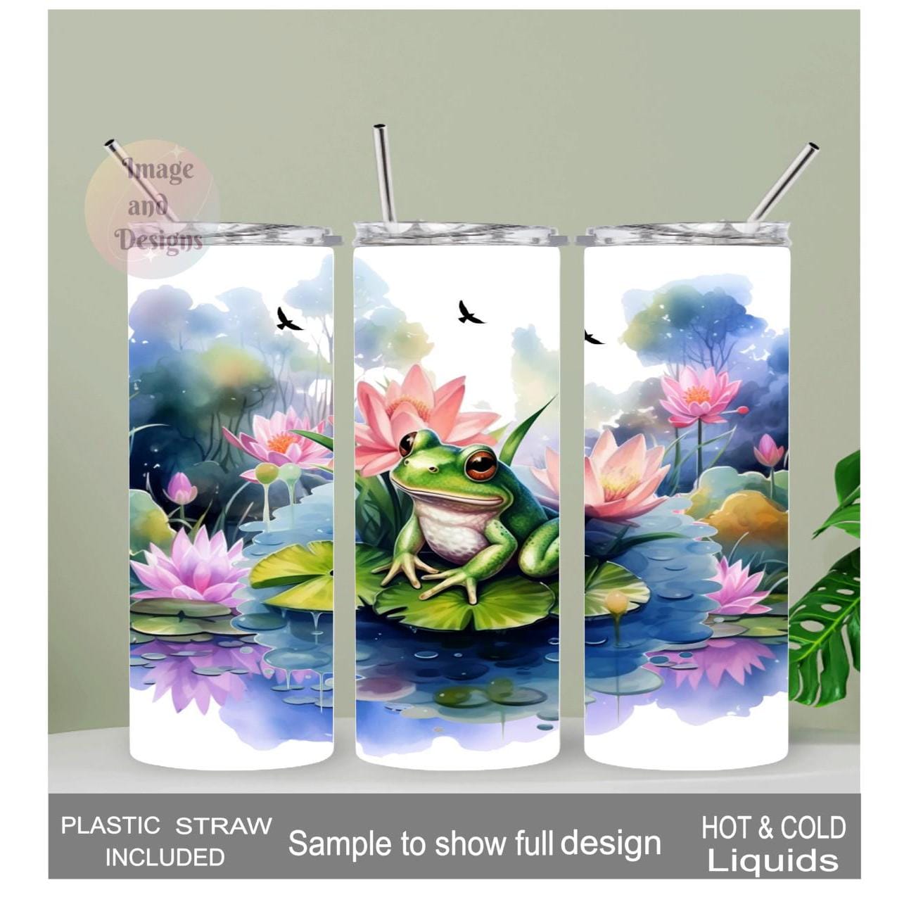 Frog Tumbler 20oz With Reusable Straw, Can Be Personalized