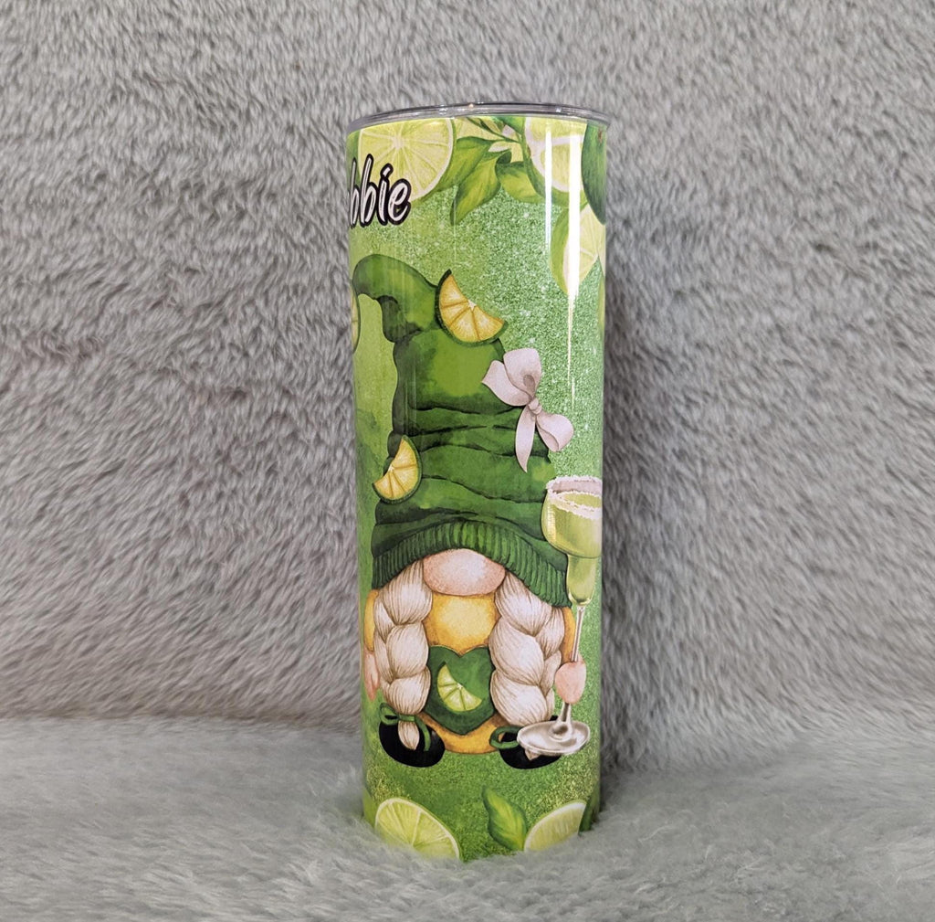 Margarita Gnome Tumbler 20oz With Reusable Straw, Can Be Personalized