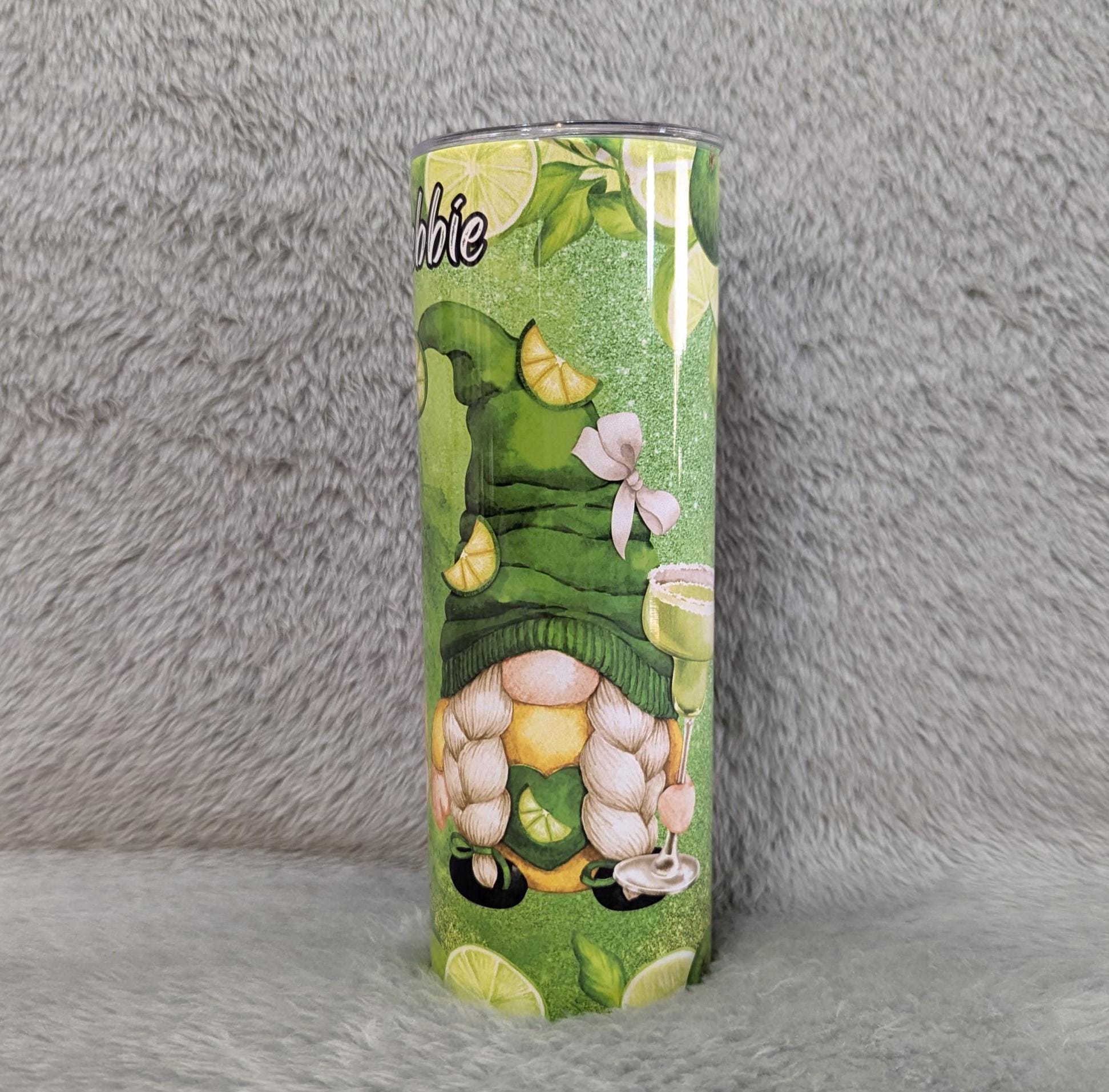 Margarita Gnome Tumbler 20oz With Reusable Straw, Can Be Personalized