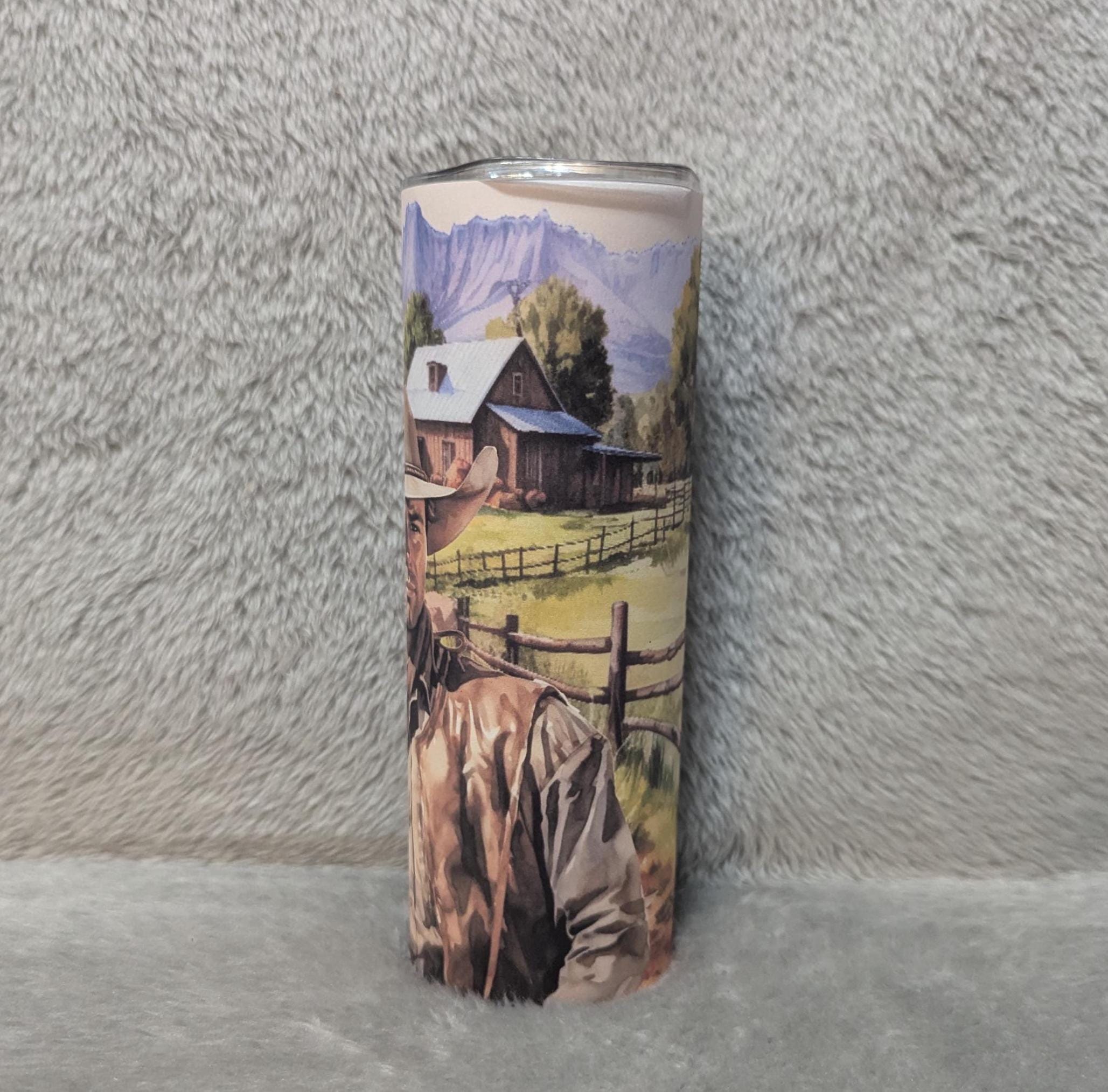 Cowboy Tumbler 20oz With Reusable Straw, Can Be Personalized
