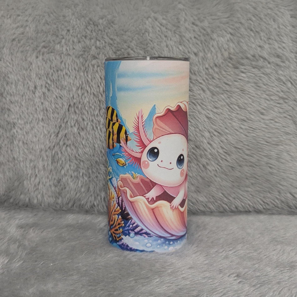Kids Axolotl Tumbler 15oz With Reusable Straw, Can Be Personalized