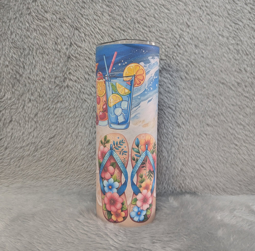 Drink In My Hand Toes In The Sand Beach Tumbler 20oz With Reusable Straw