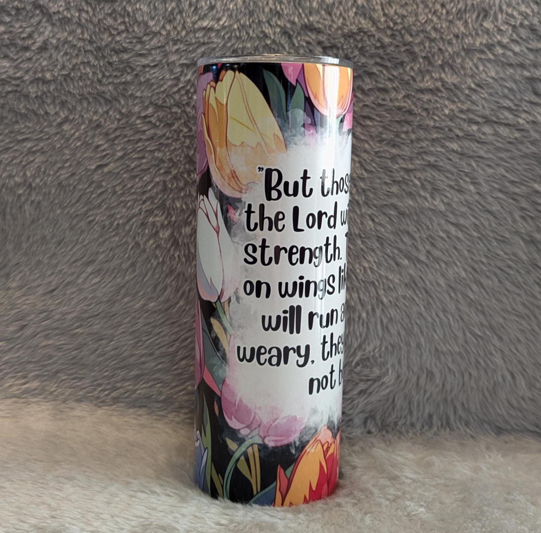 Isaiah 40:31 Bible Verse Religious Tumbler 20oz With Reusable Straw