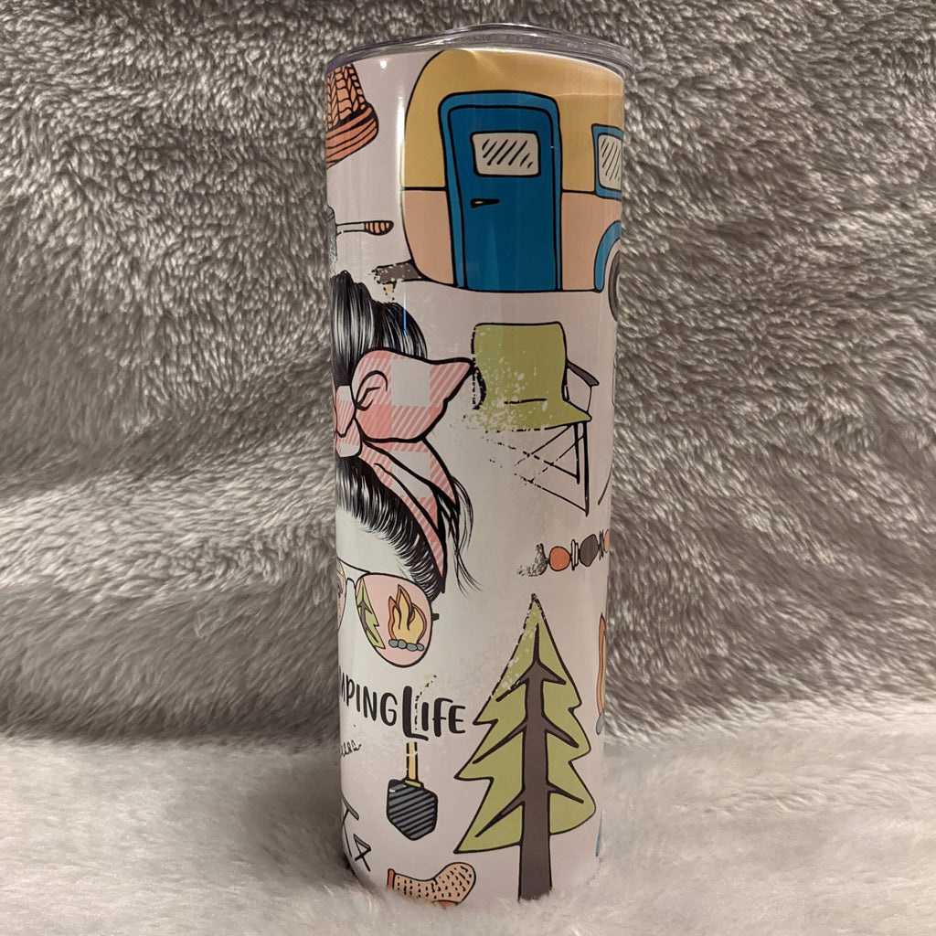 Camping Tumbler 20oz With Reusable Straw, Can Be Personalized