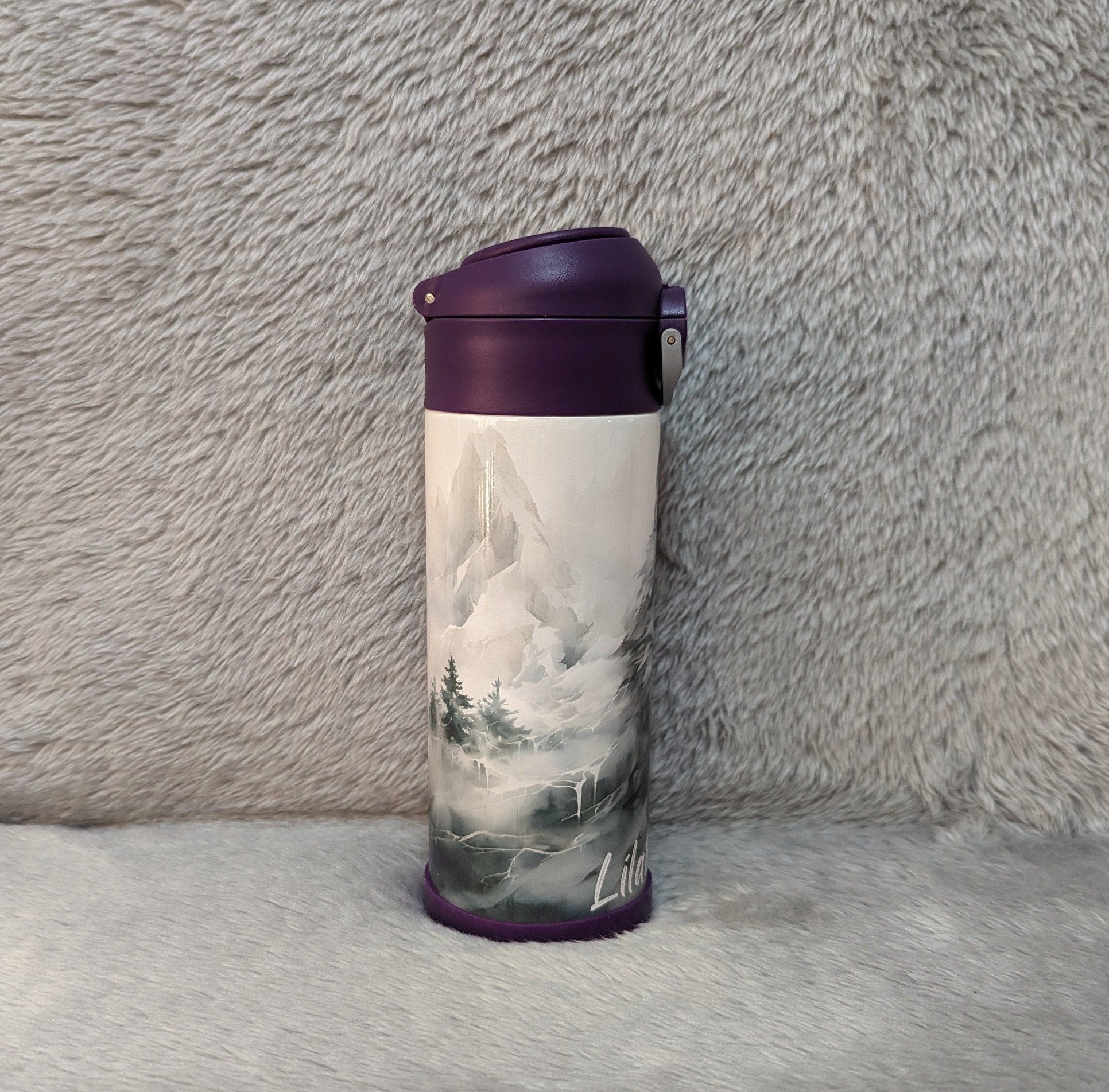 Kids Wolf Water Bottle 12oz With Reusable Straw Can Be Personalized