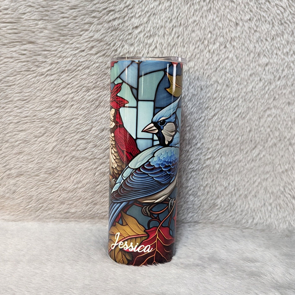 Blue Jay Tumbler 20oz With Reusable Straw, Can Be Personalized