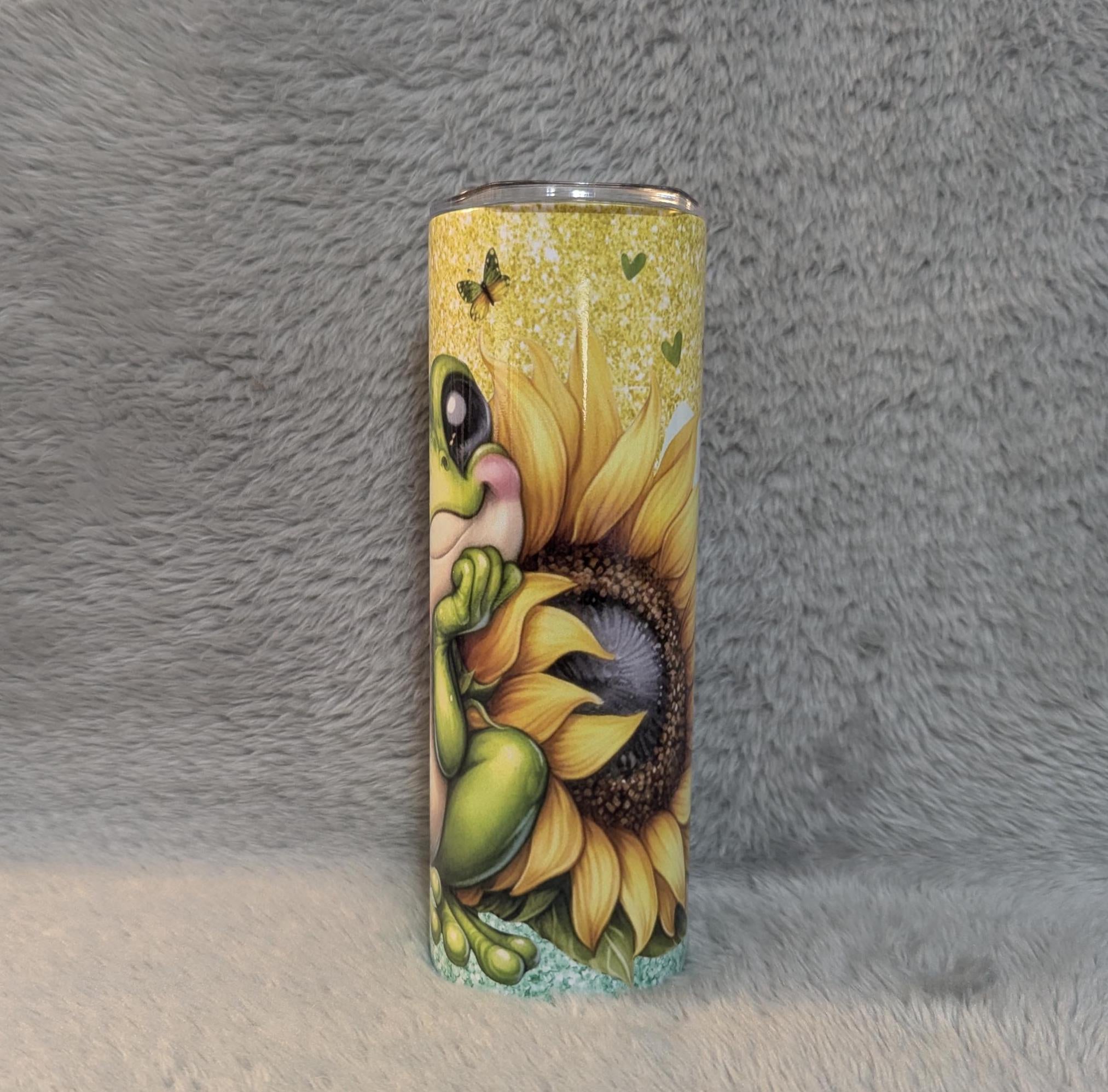 Cute Frog Tumbler With A Glitter Design 20oz With Reusable Straw, Can Be Personalized