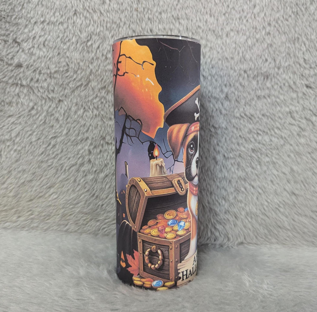 Halloween Puppy Tumbler 20oz With Reusable Straw, Can Be Personalized