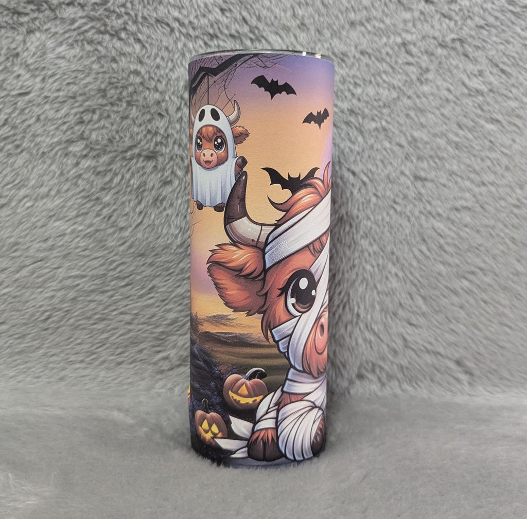 Halloween Highland Cow 20oz Tumbler Can be Personalized