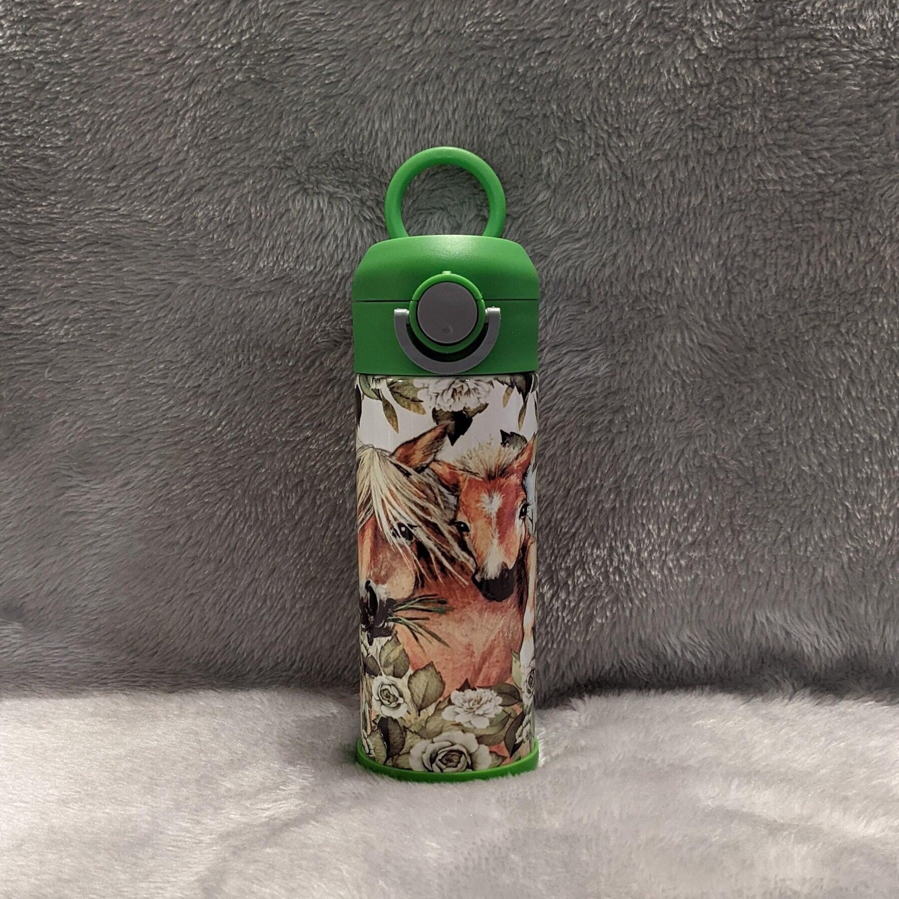 Kids Horse Water Bottle 12oz With Reusable Straw Can Be Personalized