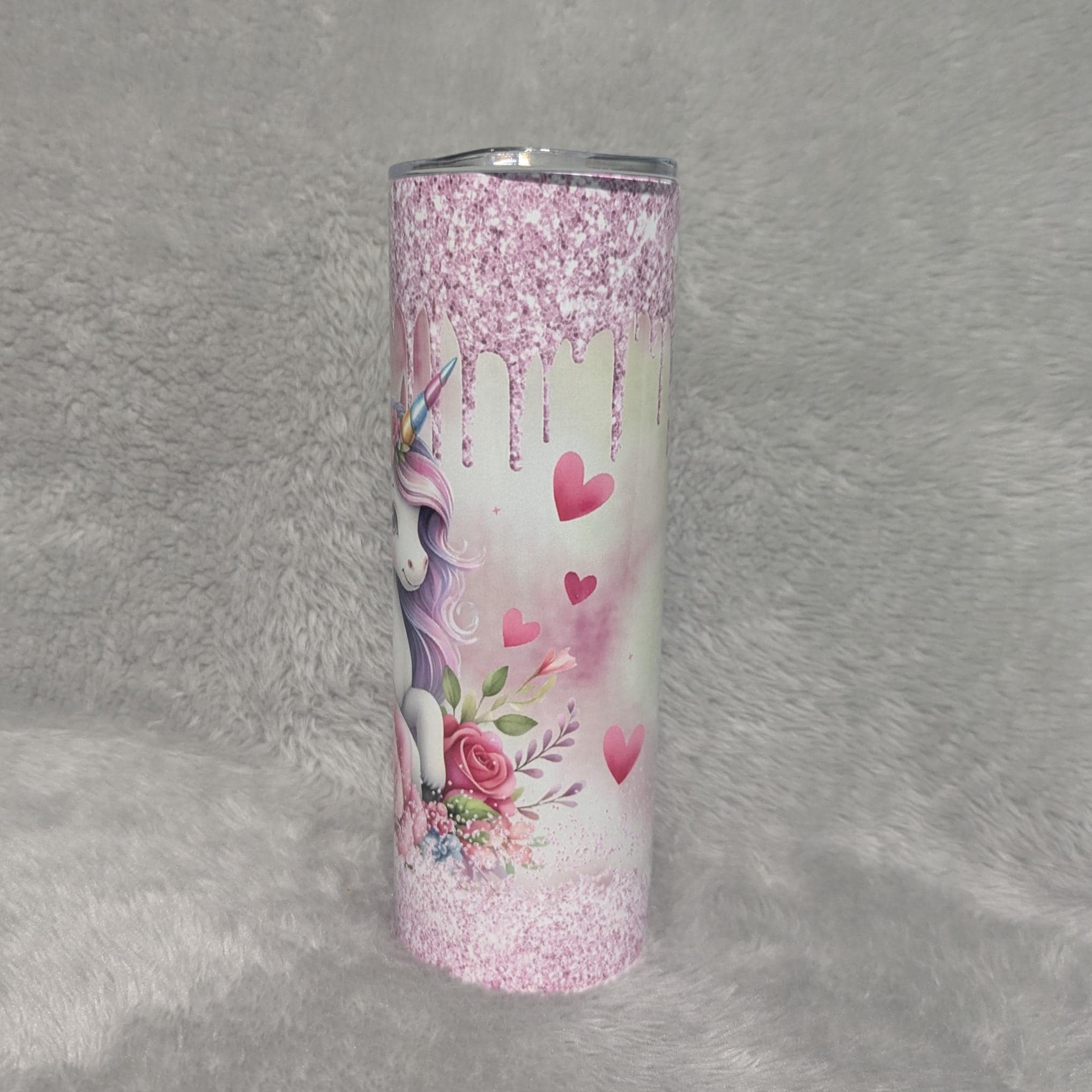 Unicorn Tumbler with A Glitter Design 20oz With Reusable Straw, Can Be Personalized
