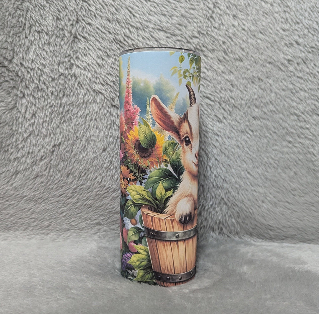 Cute Goat Tumbler 20oz With Reusable Straw, Can Be Personalized