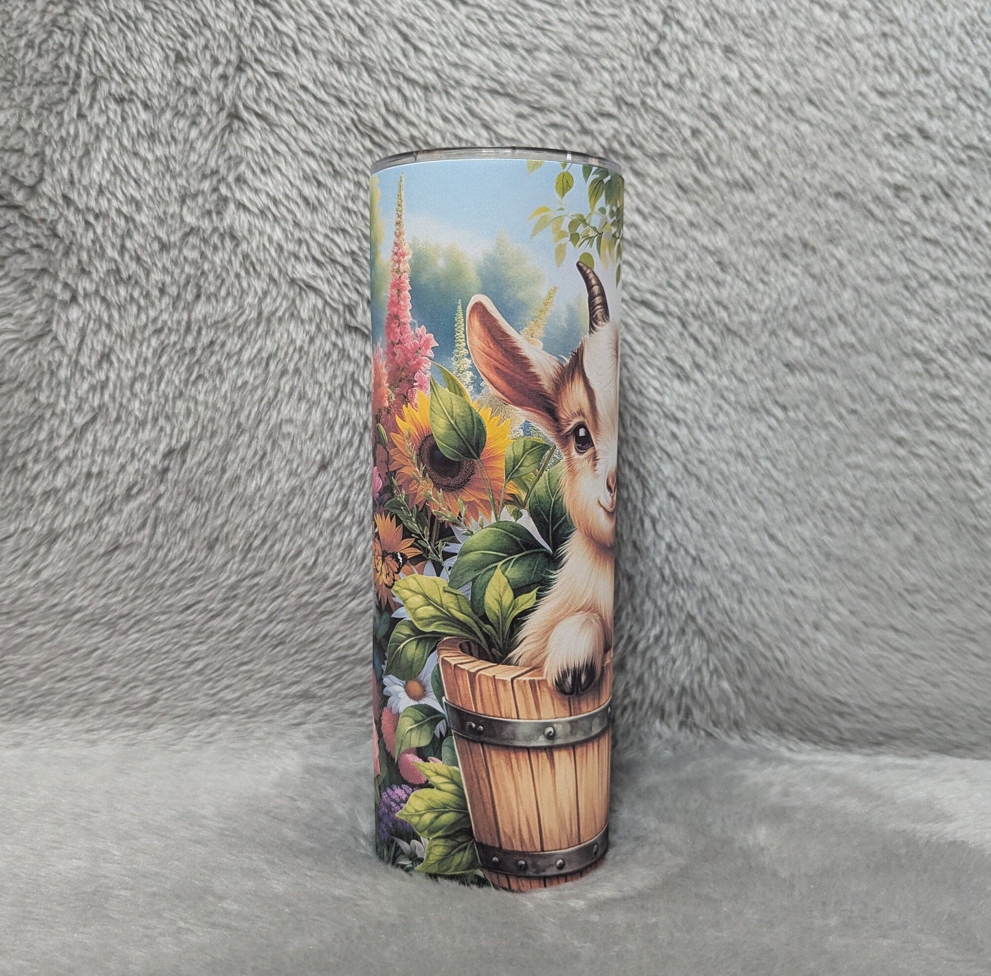 Cute Goat Tumbler 20oz With Reusable Straw, Can Be Personalized