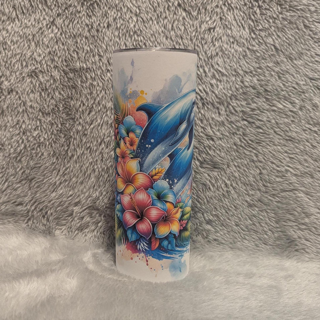 Dolphin Tumbler 20oz With Reusable Straw, Can Be Personalized