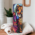 Cheetah Tumbler With A Stained Glass Design 20oz With Reusable Straw, Can Be Personalized