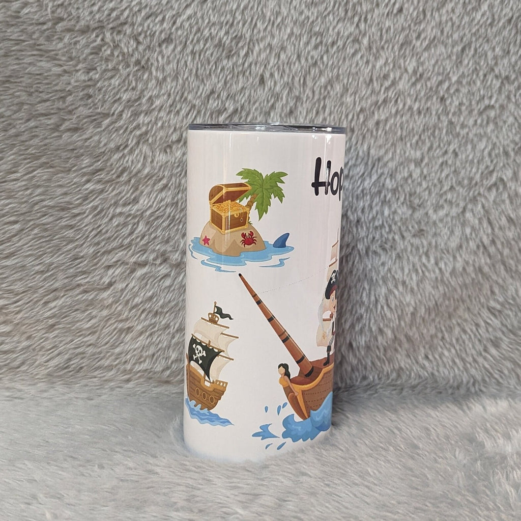 Kids Pirate Tumbler 15oz With Reusable Straw, Can Be Personalized