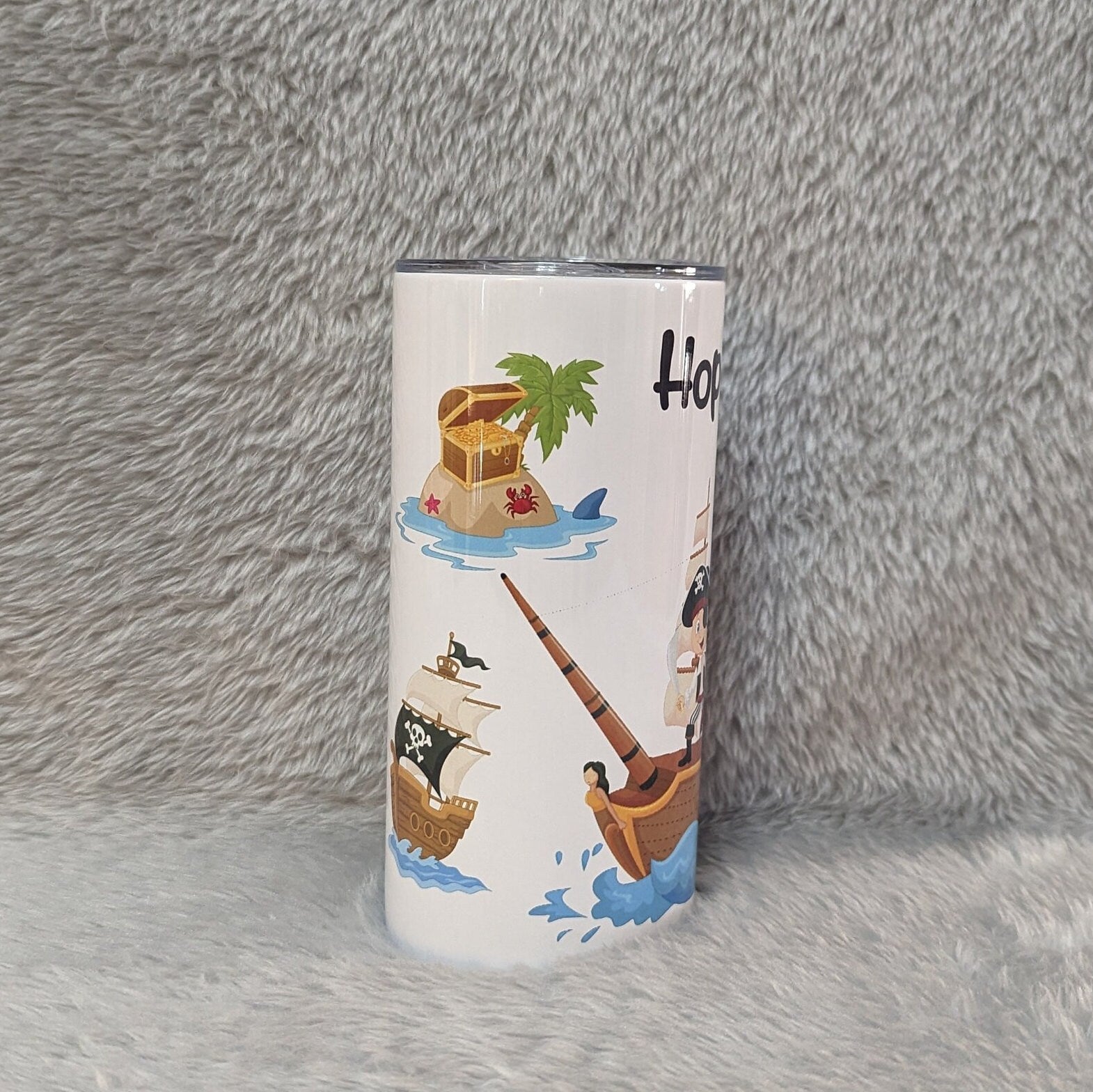 Kids Pirate Tumbler 15oz With Reusable Straw, Can Be Personalized