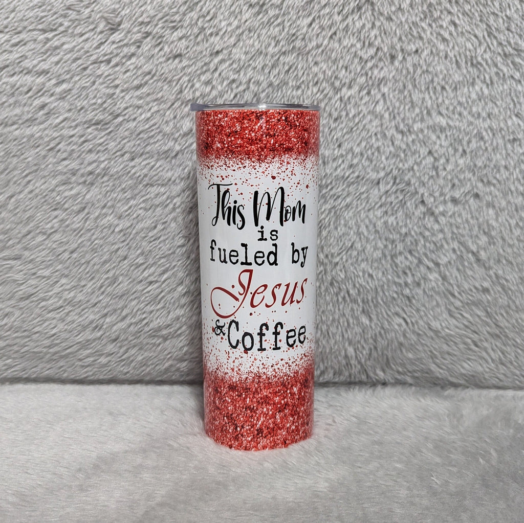 This Mom Is Fueled By Jesus and Coffee Religious Tumbler 20oz With Reusable Straw
