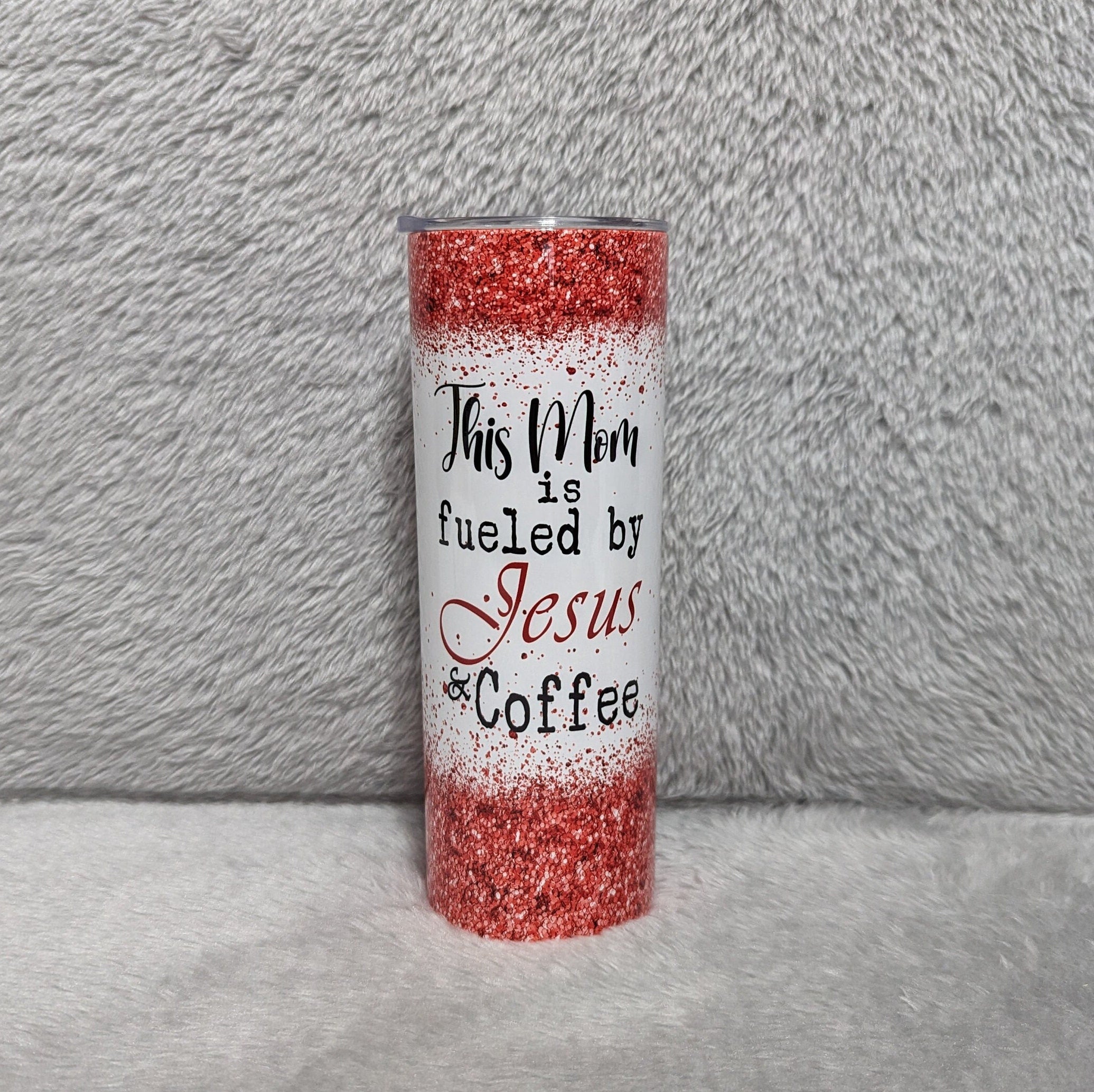 This Mom Is Fueled By Jesus and Coffee Religious Tumbler 20oz With Reusable Straw