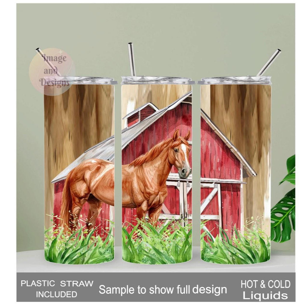 Horse Tumbler 20oz With Reusable Straw, Can Be Personalized