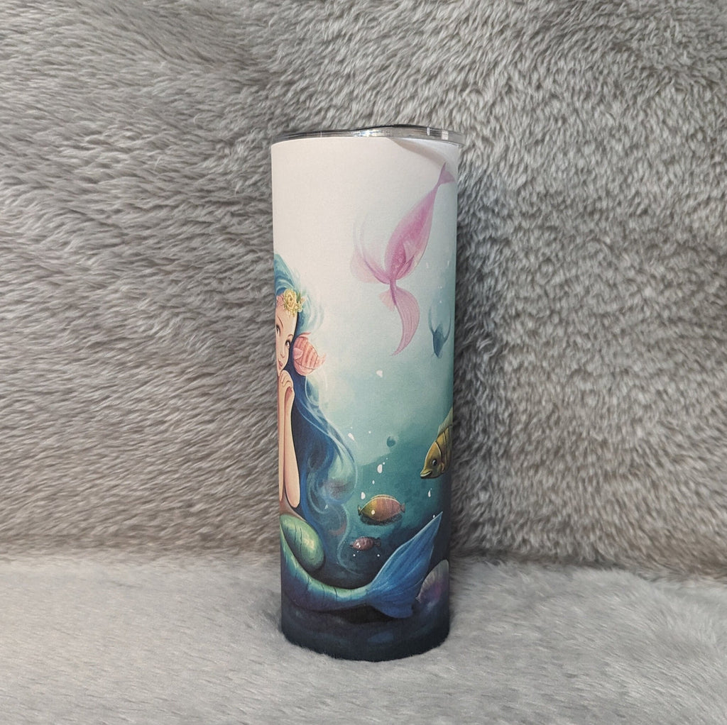 Mermaid Tumbler 20oz With Reusable Straw, Can Be Personalized