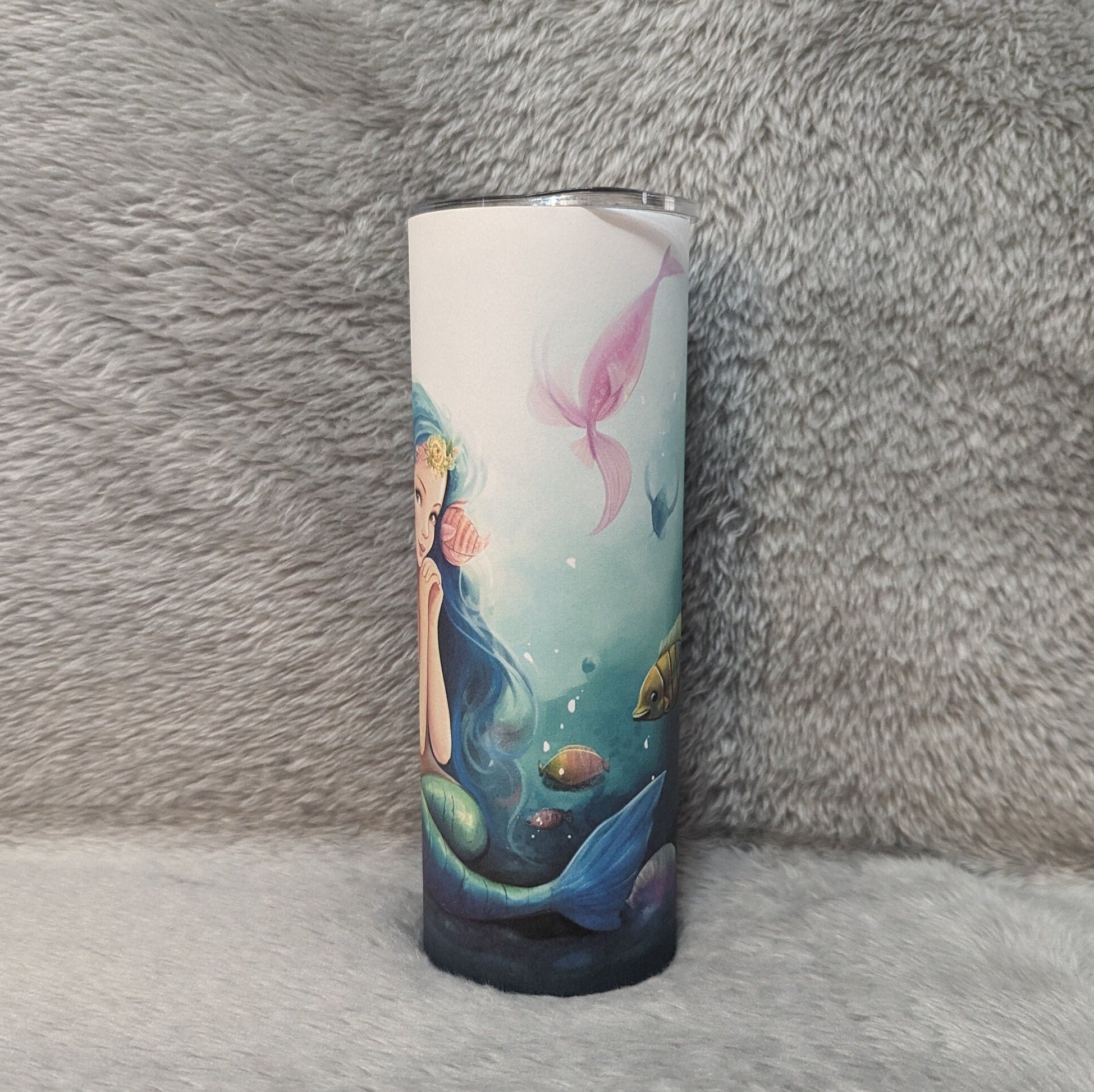 Mermaid Tumbler 20oz With Reusable Straw, Can Be Personalized