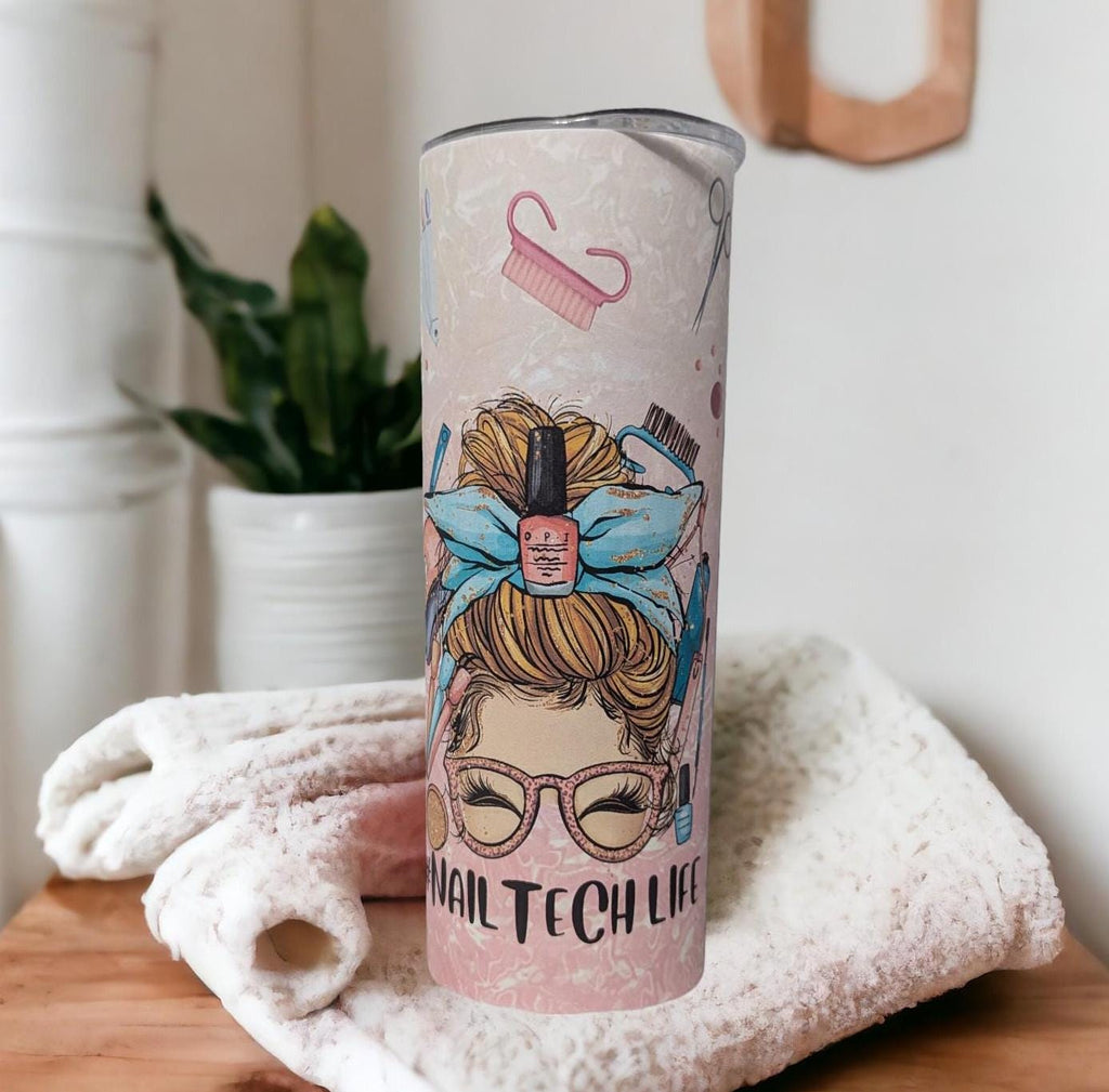 Nail Tech Tumbler 20oz With Reusable Straw, Can Be Personalized