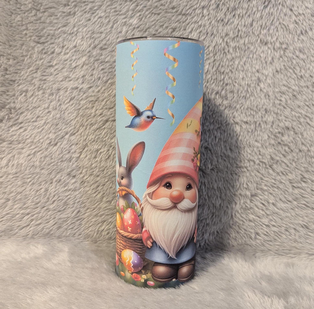 Easter Gnome Tumbler 20oz With Reusable Straw, Can Be Personalized