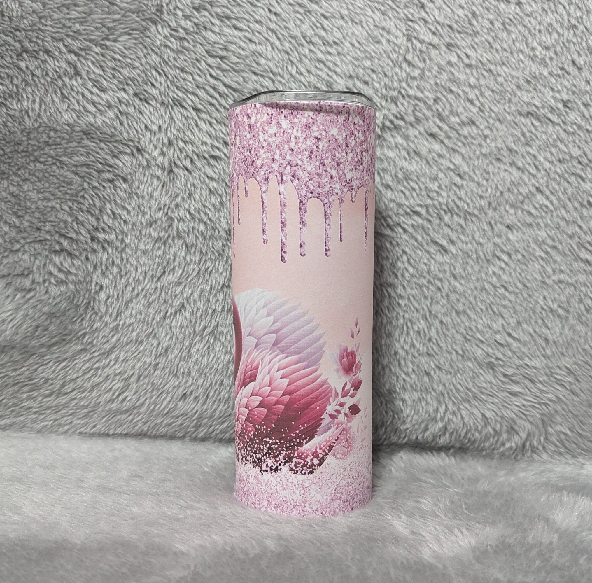Swan Tumbler With Beautiful Swans and A Glitter Design  20oz With Reusable Straw, Can Be Personalized