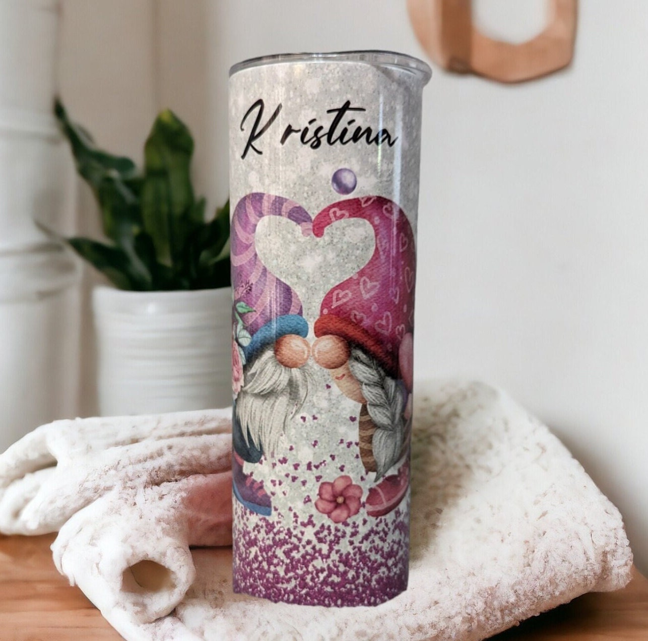 Gnome Tumbler 20oz With Reusable Straw, Can Be Personalized