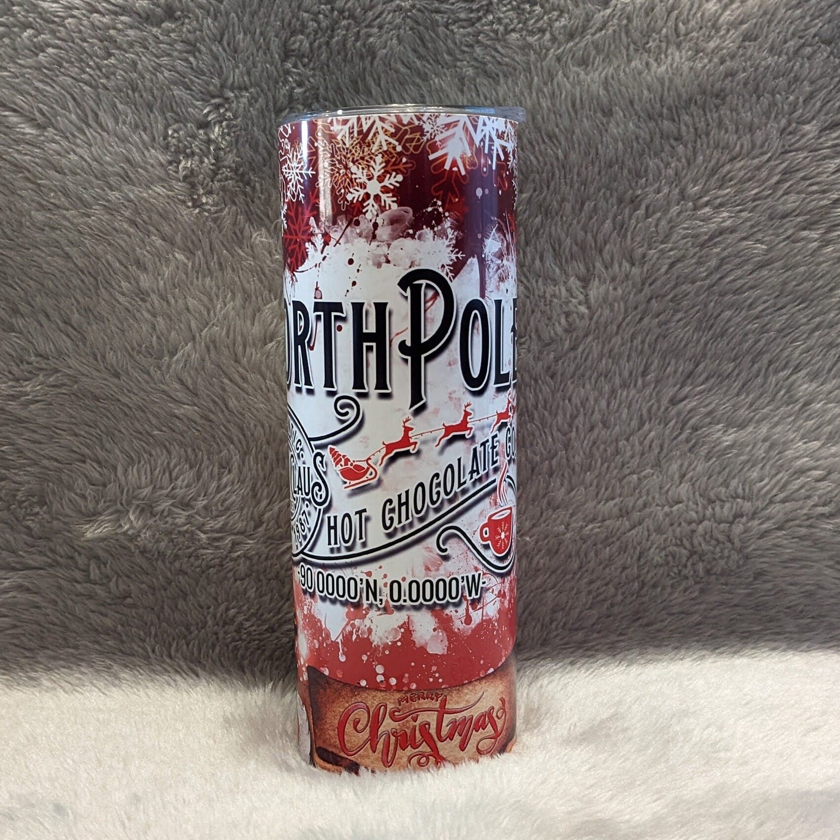 Santa North Pole Tumbler 20oz With Reusable Straw